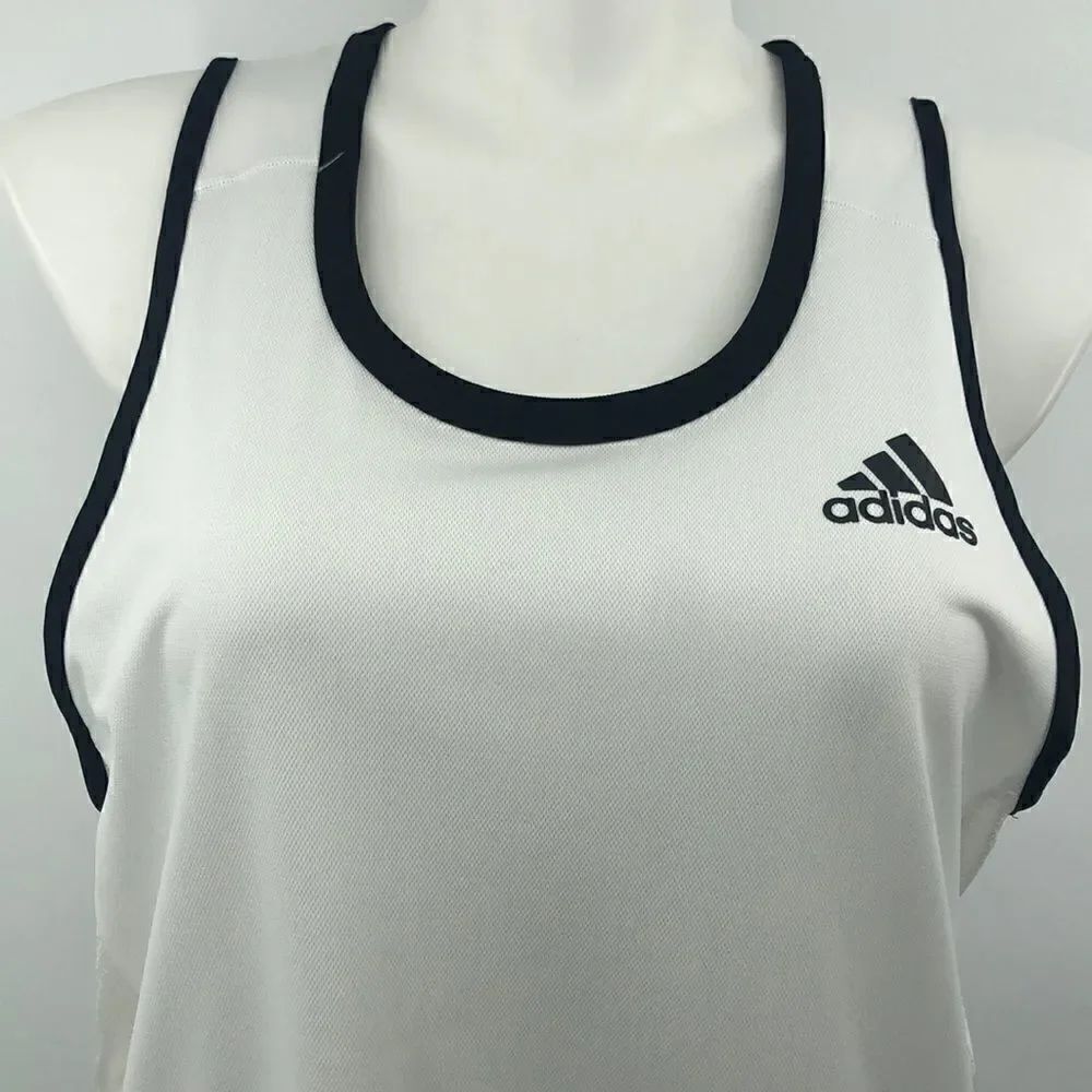 Adidas white with black trim tank